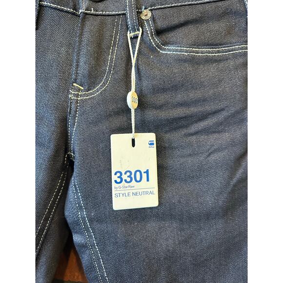 New G-Star Raw Women's Jeans W 24 L 32 Dark Blue Color 3301 Low Rise Boot Cut - Picture 5 of 12